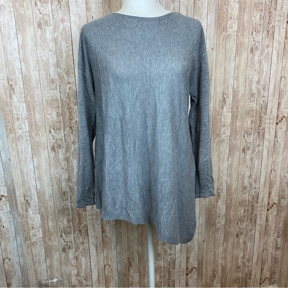 Eileen Fisher Wool Blend Long Sleeve Asymmetrical Hem Lightweight Sweater Size S - Picture 1 of 7